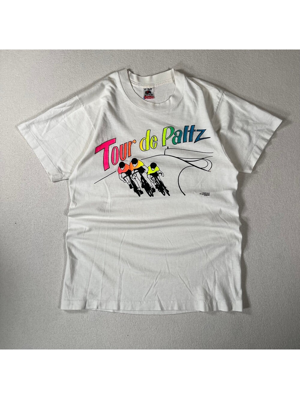 Vintage 90s Tour de Paltz Graphic White T-Shirt Sz M